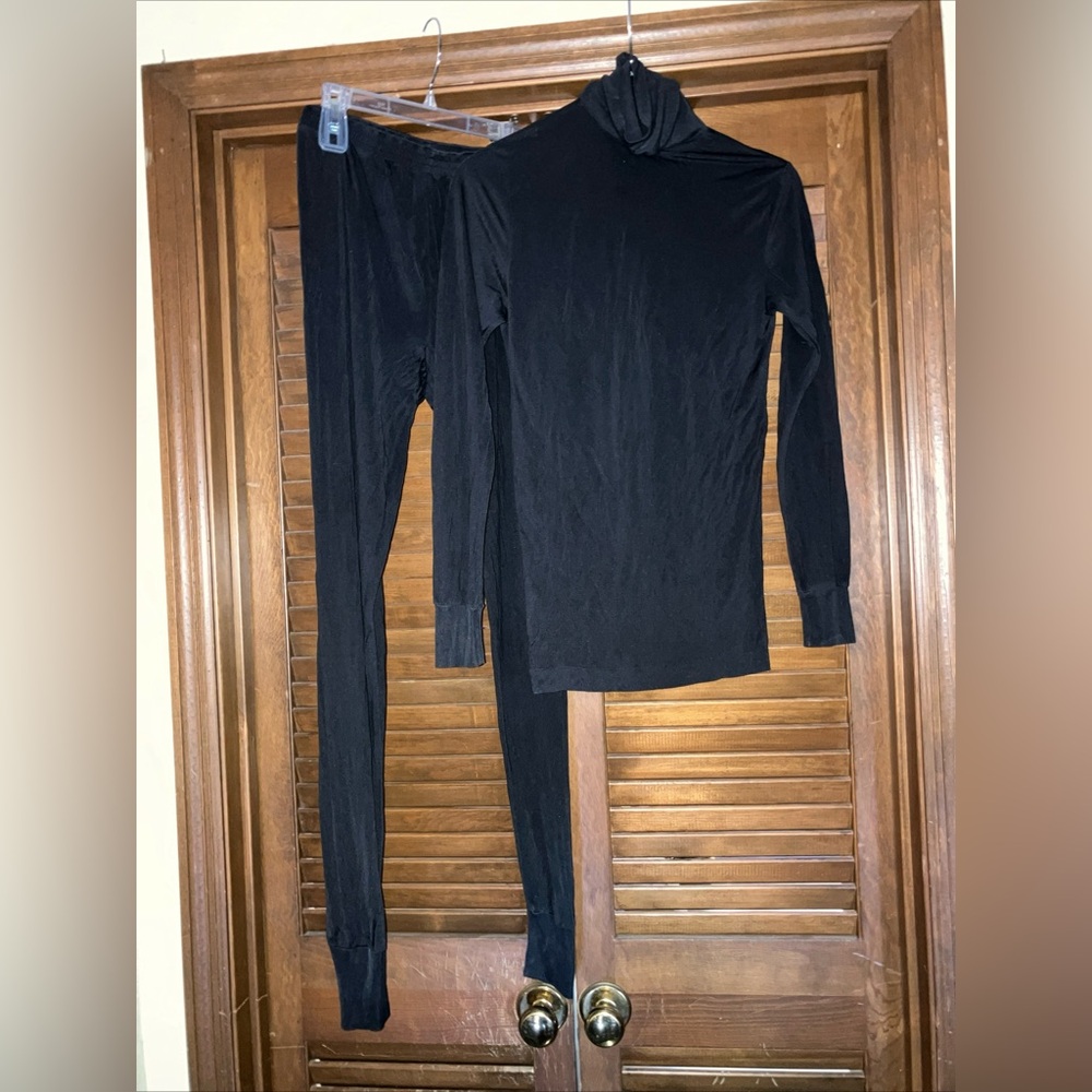 Eddie Bauer Sheer Turtle Neck & Leggings Set Long Sleeve Size Small/Petite Silk